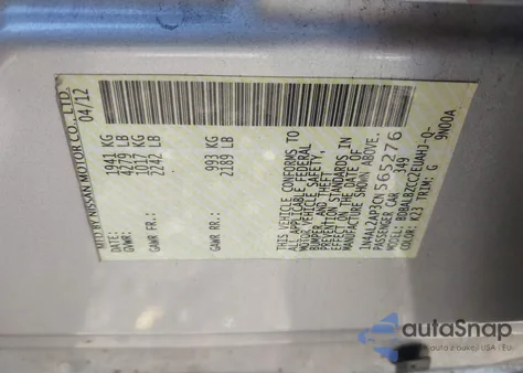 2012 Nissan Altima 2.5 S z USA, uszkodzony, nr VIN 1N4AL2AP3CN565276